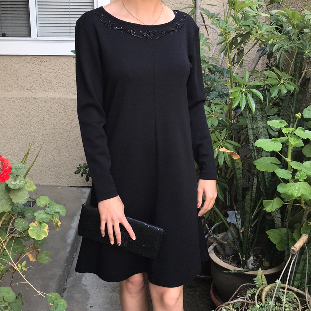 New vintage black Liz Claiborne wool blend kdress
